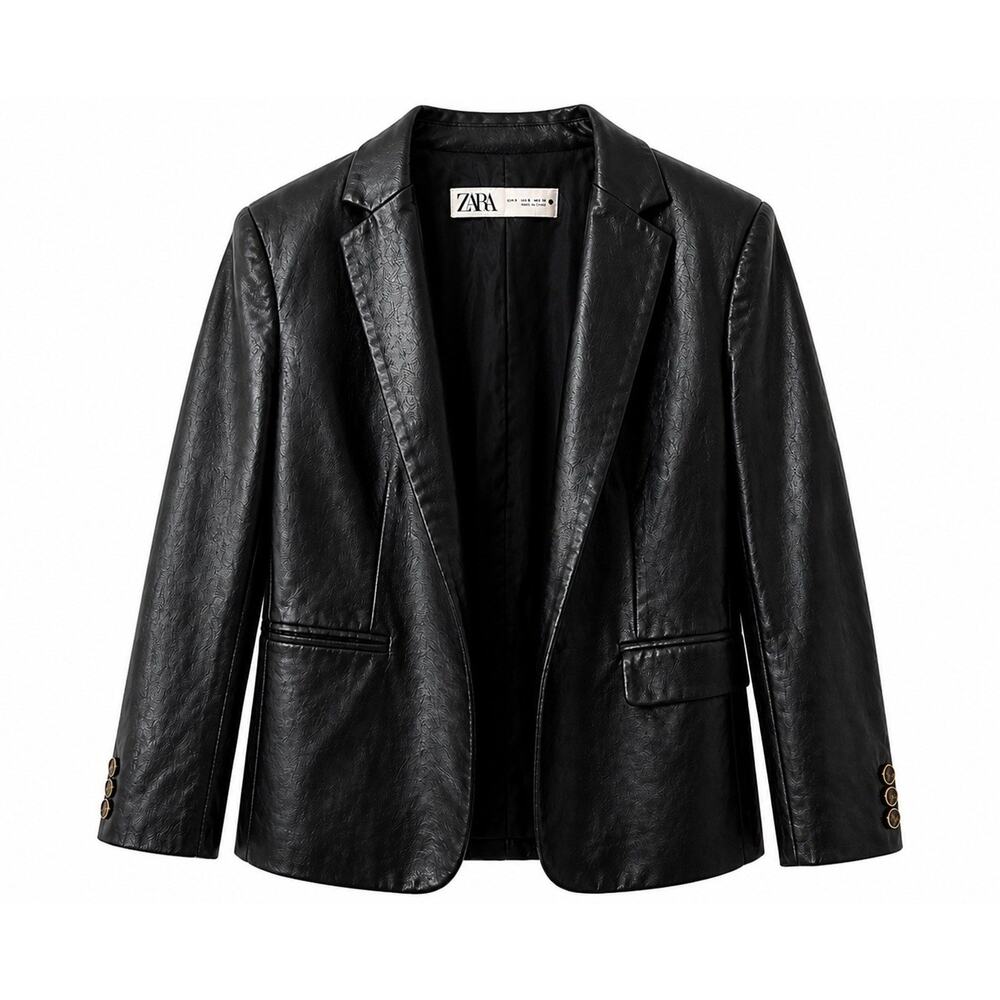 ZARA Women's Black Button Collared Lined Blazer Jacket Size S
